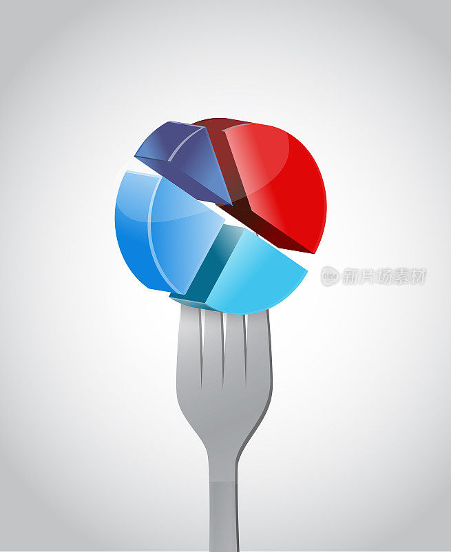 Pie chart and fork illustration design